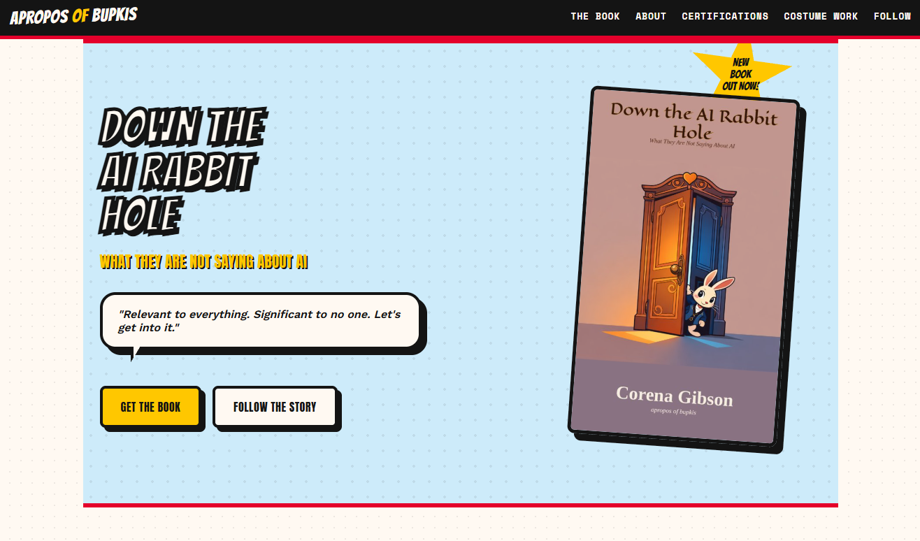 Apropos of Bupkis landing page screenshot